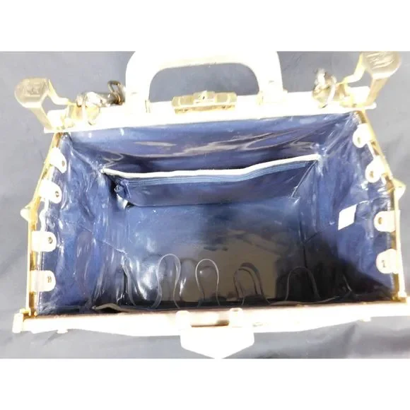 French Luggage Co. Tapestry Suede Rose Train Case Cosmetic Carry-On Doctor Bag